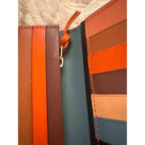 Craftwork Products Japan Made Deep Orange Colorblock Motif Long Wallet - Picture 10 of 10